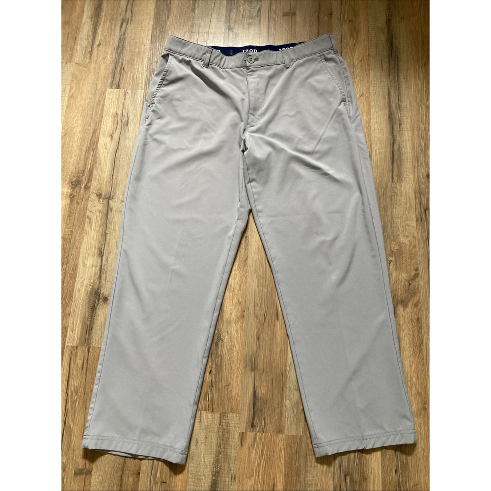 Izod Golf Pants Mens 36x30 Gray Athletic Stretch Classic Preppy